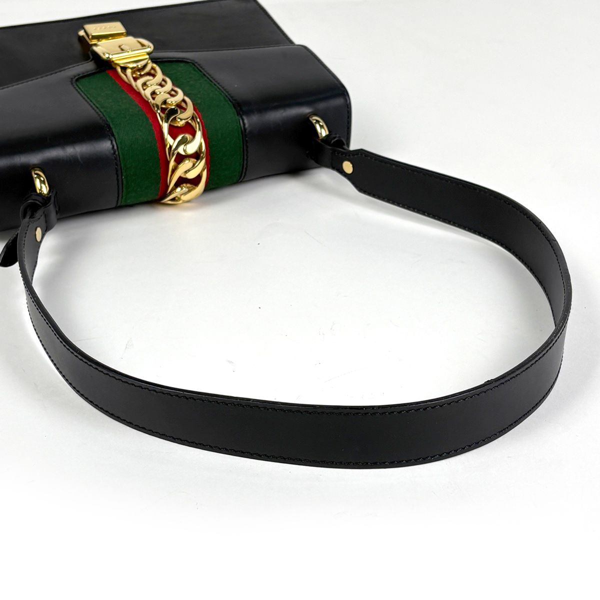 Gucci Sylvie Shoulder Bag Sherry Line Web Leather Black — view 6
