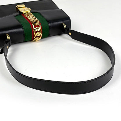Gucci Sylvie Shoulder Bag Sherry Line Web Leather Black — view 6
