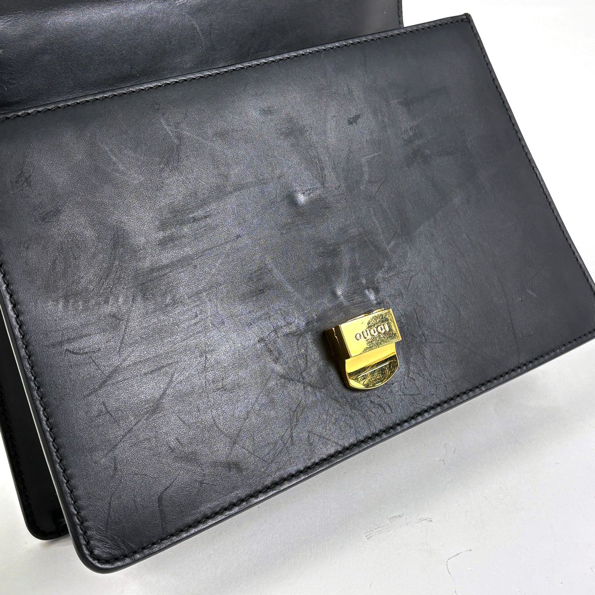 Gucci Sylvie Shoulder Bag Sherry Line Web Leather Black — view 7