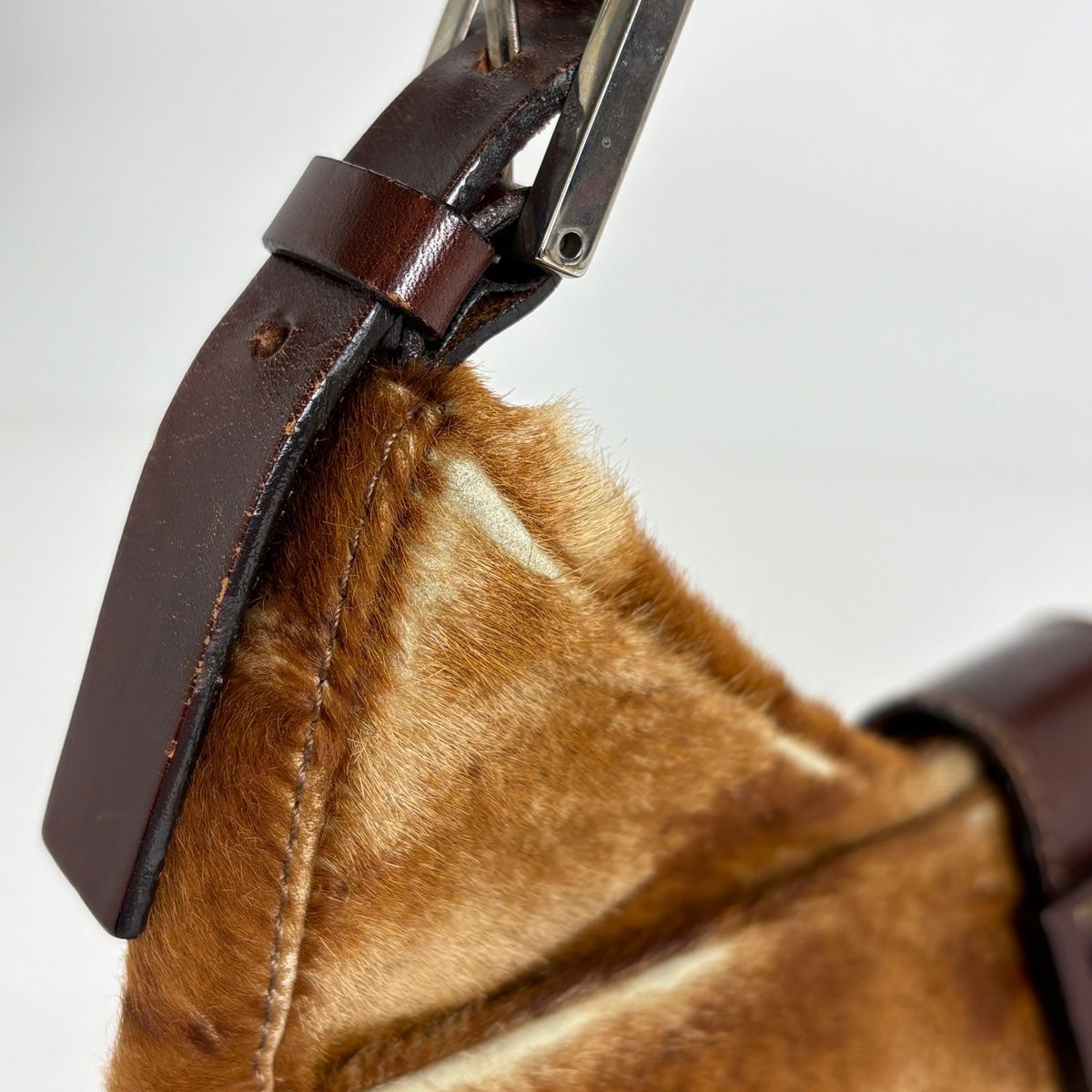 Fendi Zucca Logo Shoulder Bag Calf Hair Brown — view 7