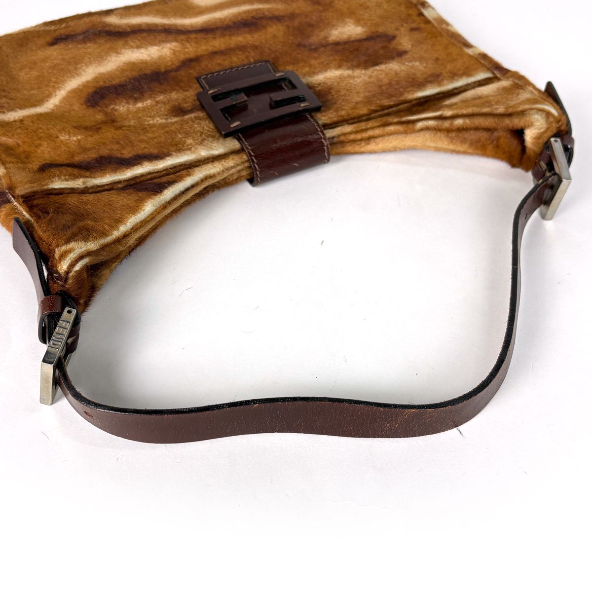 Fendi Zucca Logo Shoulder Bag Calf Hair Brown — view 9