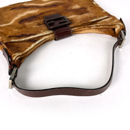 Fendi Zucca Logo Shoulder Bag Calf Hair Brown — view 9