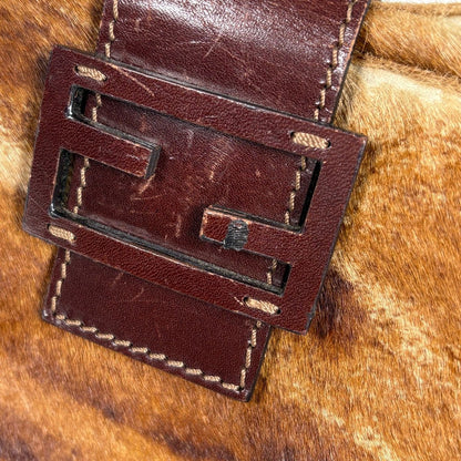 Fendi Zucca Logo Shoulder Bag Calf Hair Brown — view 6