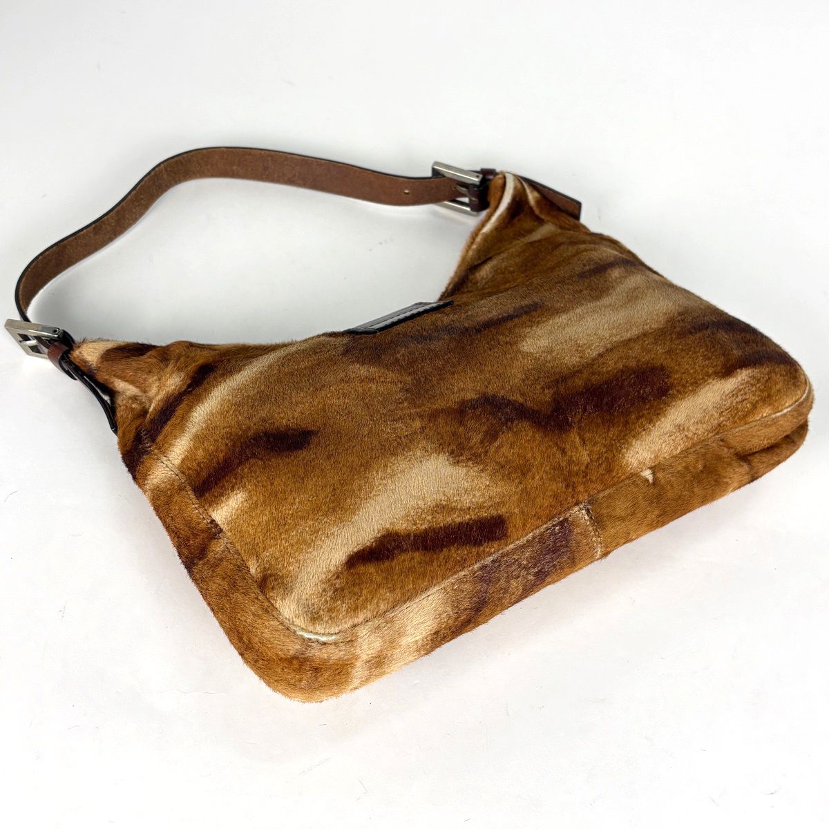 Fendi Zucca Logo Shoulder Bag Calf Hair Brown — view 2