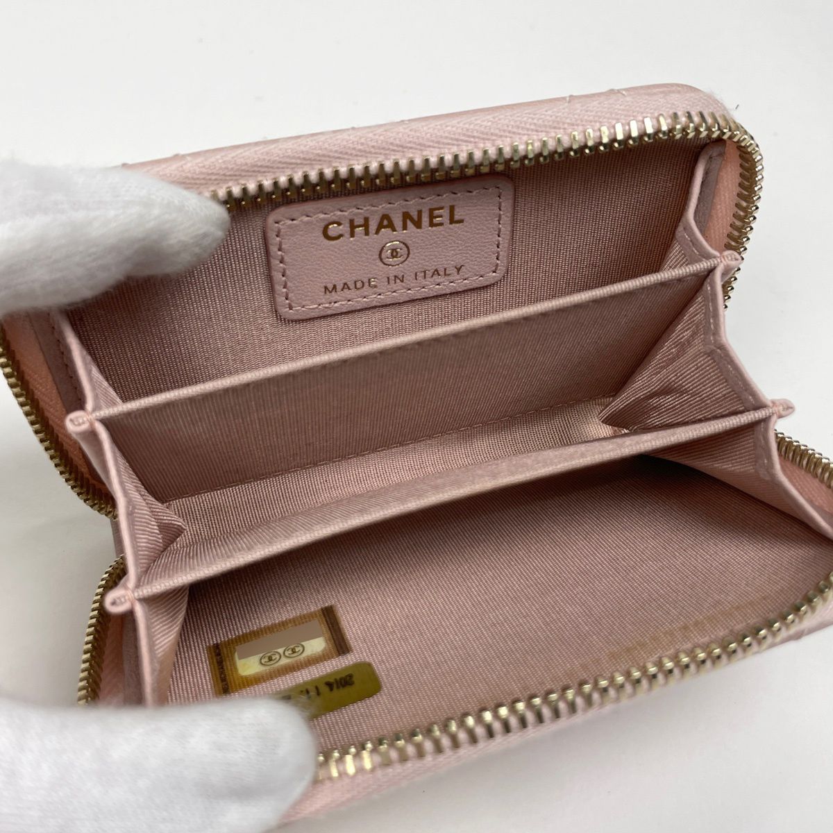 Chanel CC Logo Card Case Wild Stitch Coin Leather Pink — view 7