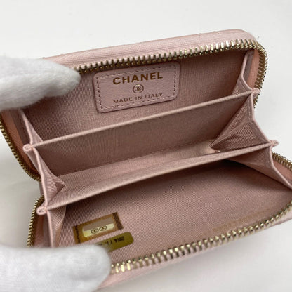 Chanel CC Logo Card Case Wild Stitch Coin Leather Pink — view 7