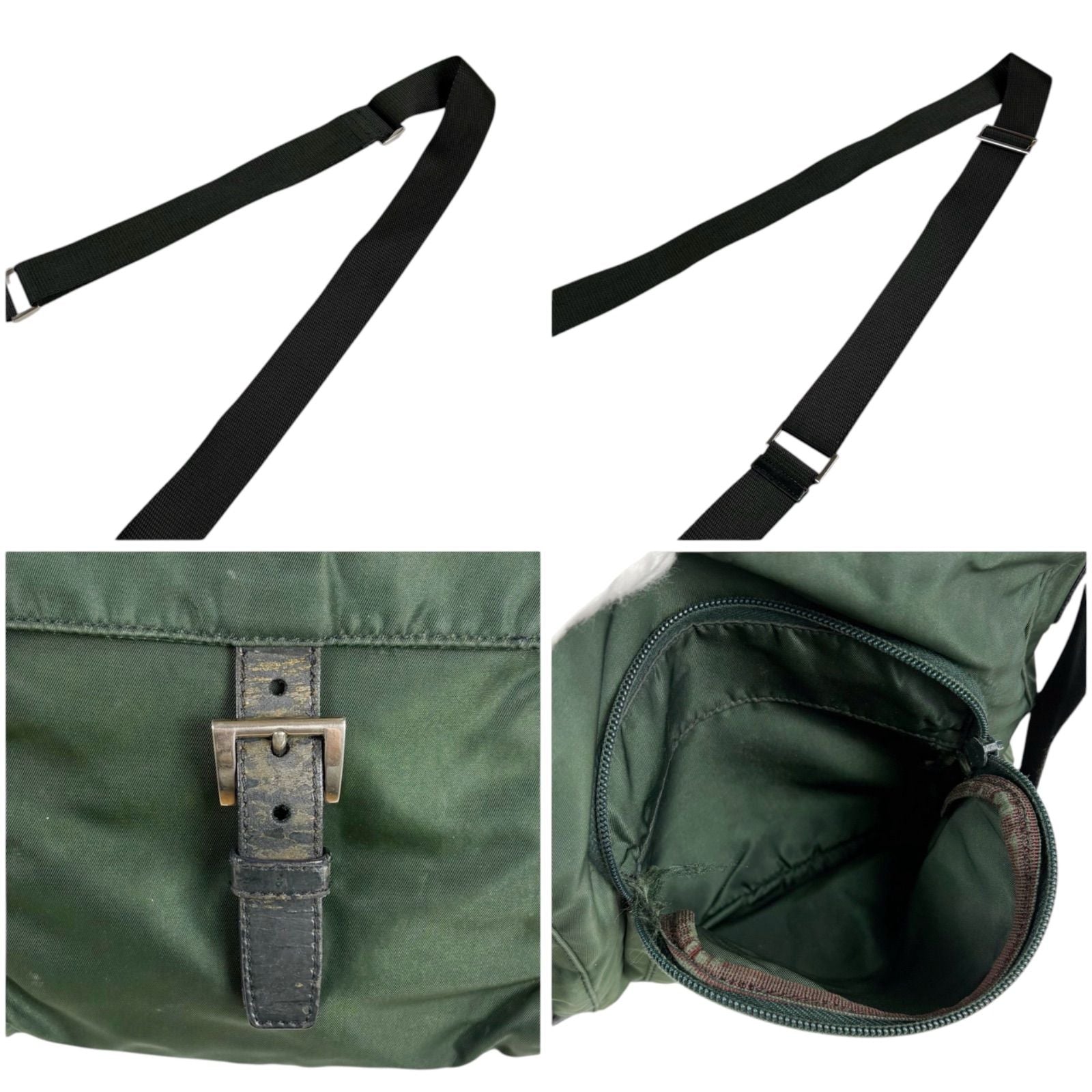 Prada Triangle Logo Shoulder Bag Cross Khaki Tessuto — view 7