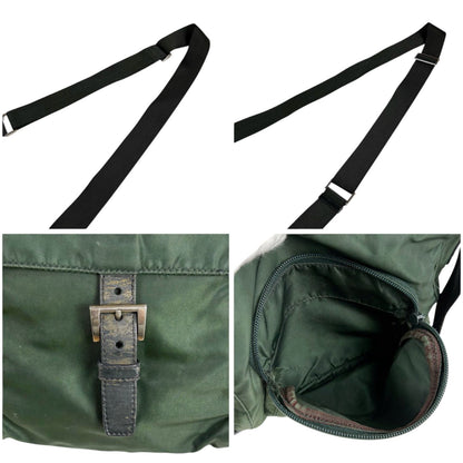 Prada Triangle Logo Shoulder Bag Cross Khaki Tessuto — view 7