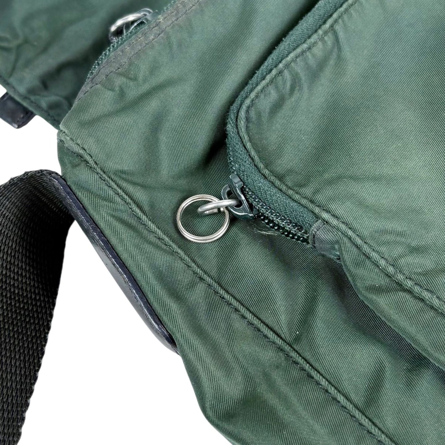 Prada Triangle Logo Shoulder Bag Cross Khaki Tessuto — view 9