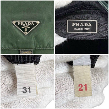 Prada Triangle Logo Shoulder Bag Cross Khaki Tessuto — view 8