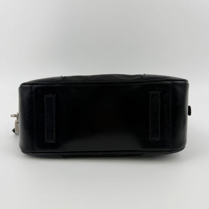 Prada Tote Shoulder Bag Black Leather Nylon Vintage — view 5