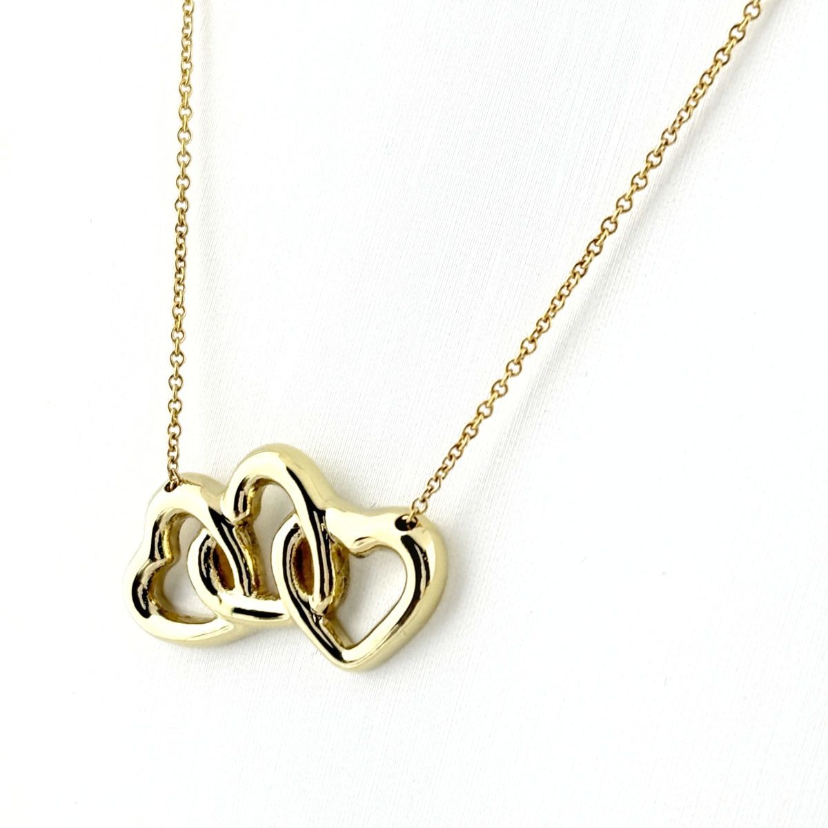 Tiffany & Co Triple Heart Necklace YG Yellow Gold Pendant