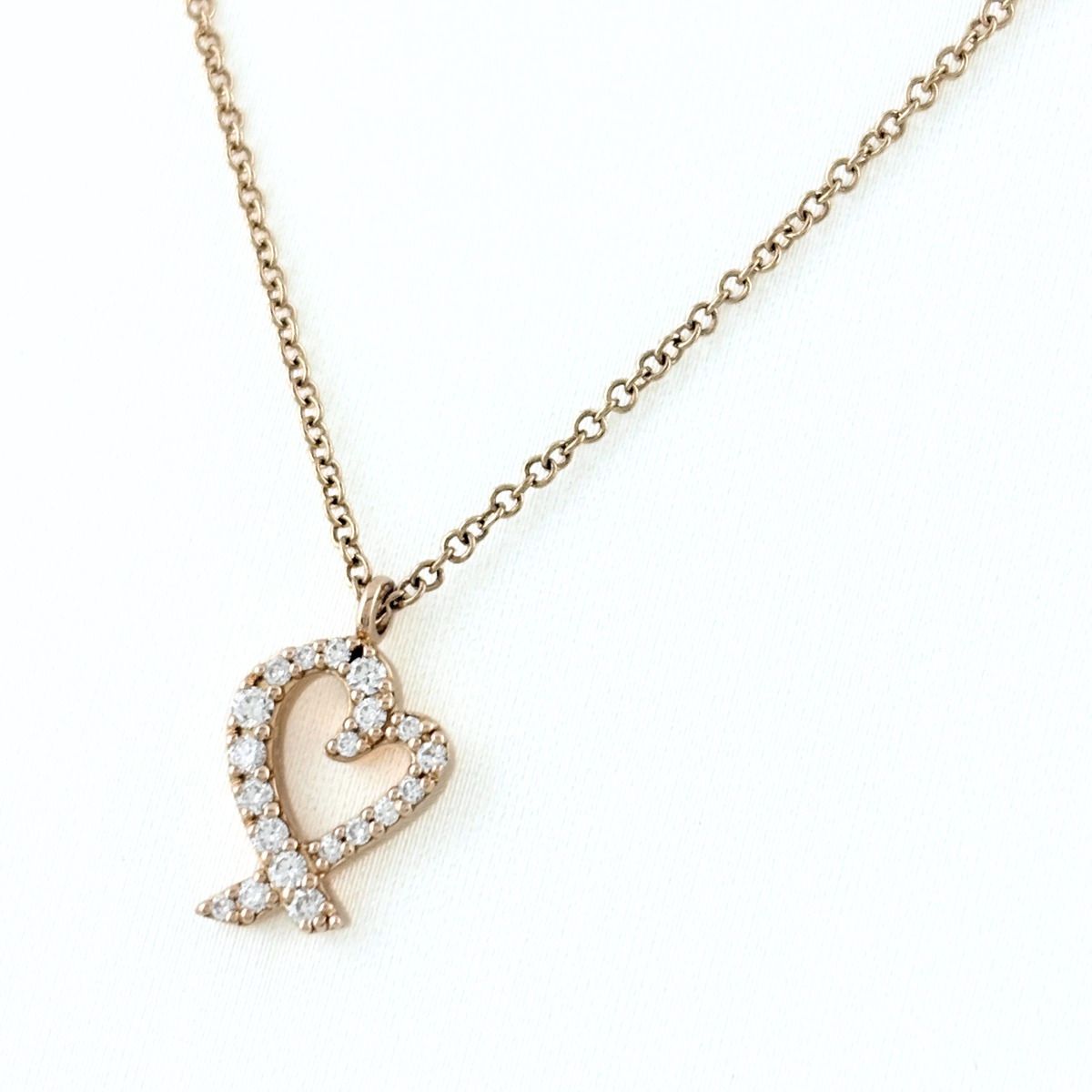 Tiffany & Co Loving Heart Diamond Necklace Pink Gold Pendant Pave Paloma Picasso