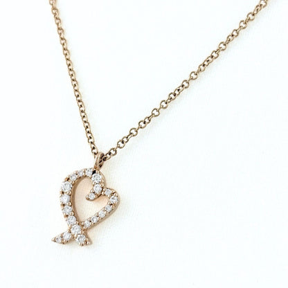 Tiffany & Co Loving Heart Diamond Necklace Pink Gold Pendant Pave Paloma Picasso