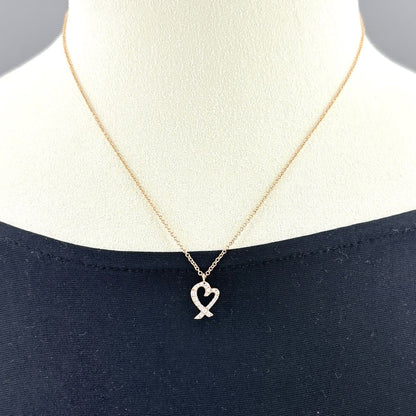 Tiffany & Co Loving Heart Diamond Necklace Pink Gold Pendant Pave Paloma Picasso — view 4