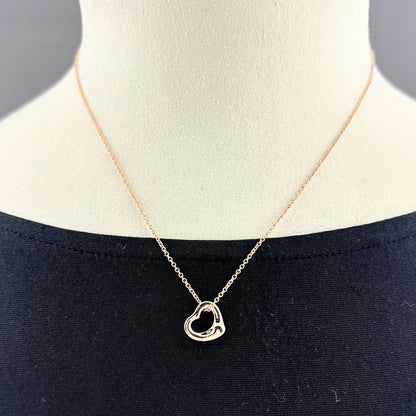 Tiffany & Co Open Heart Mini Necklace PG Pink Gold Pendant Elsa Peretti — view 3