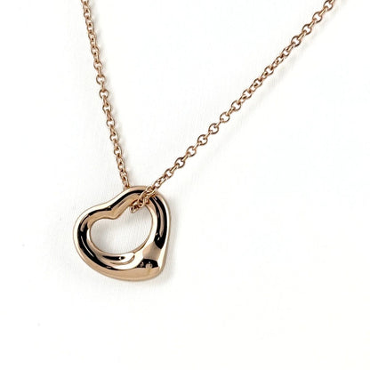 Tiffany & Co Open Heart Mini Necklace PG Pink Gold Pendant Elsa Peretti
