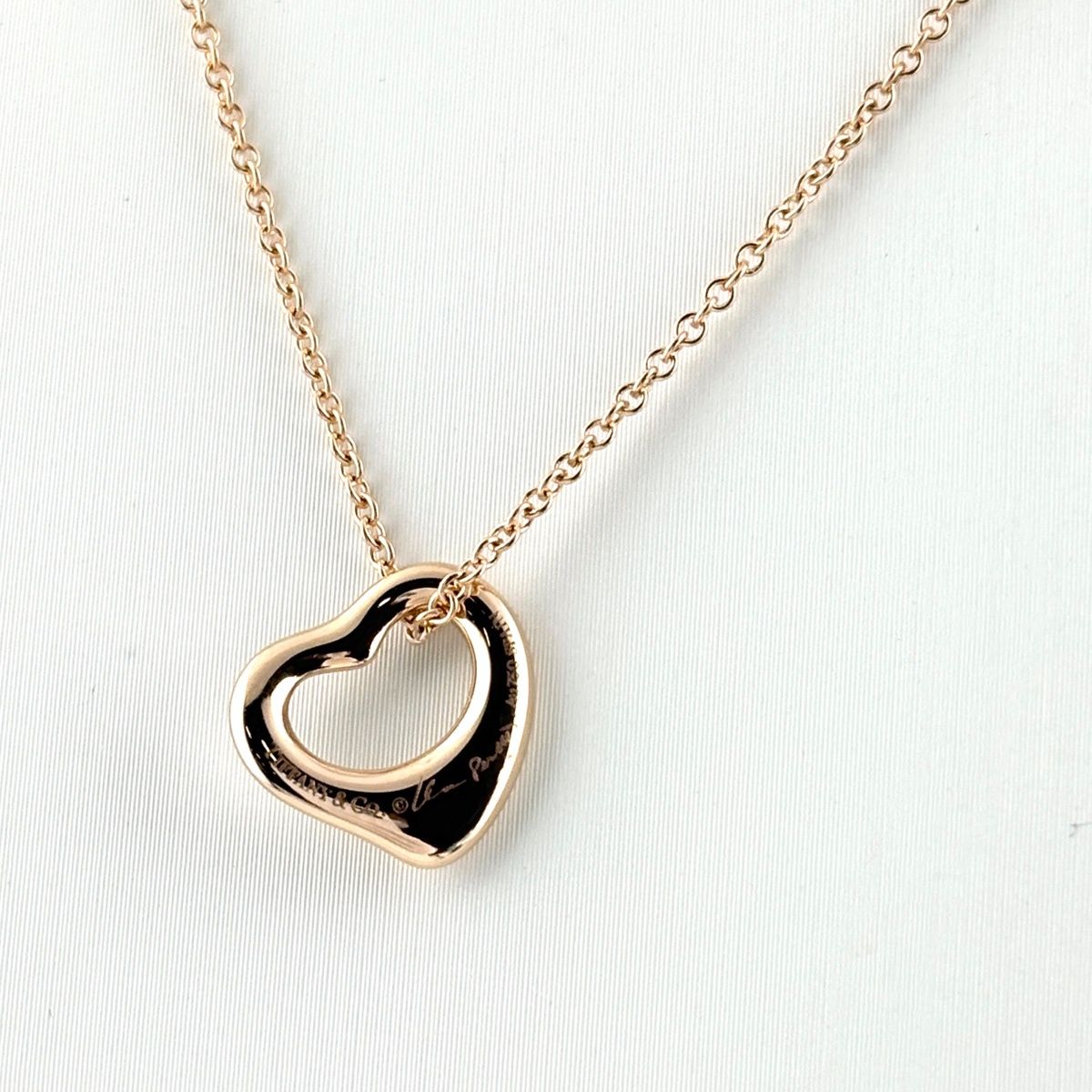 Tiffany & Co Open Heart Mini Necklace PG Pink Gold Pendant Elsa Peretti — view 2