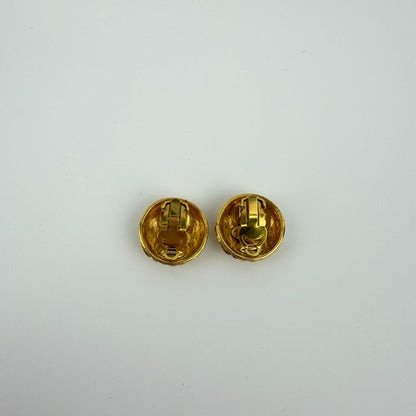 Chanel CC Logo Quilted Earrings Gold Vintage — view 2