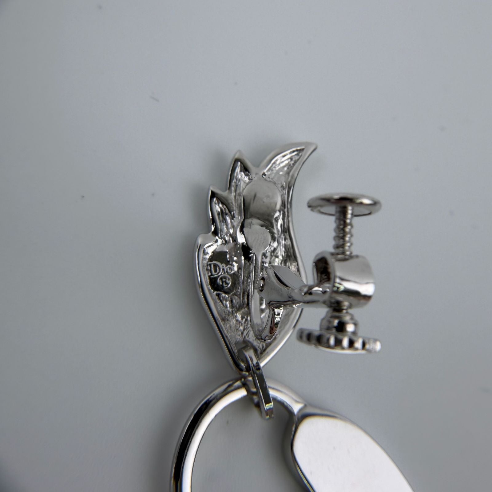 Dior Earrings Silver Feather Cadena Motif Vintage — view 3