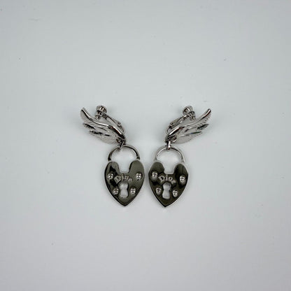Dior Earrings Silver Feather Cadena Motif Vintage
