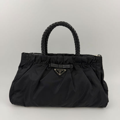 Prada Pocono Handbag Black Nylon Vintage