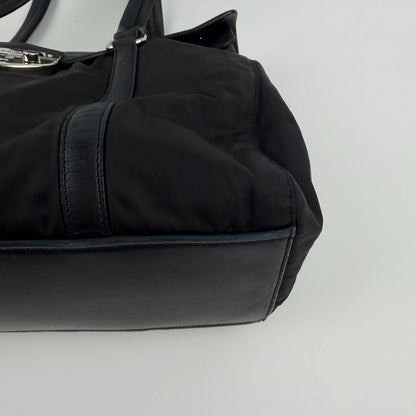 Prada Pocono Tote Black Nylon Leather Vintage — view 9