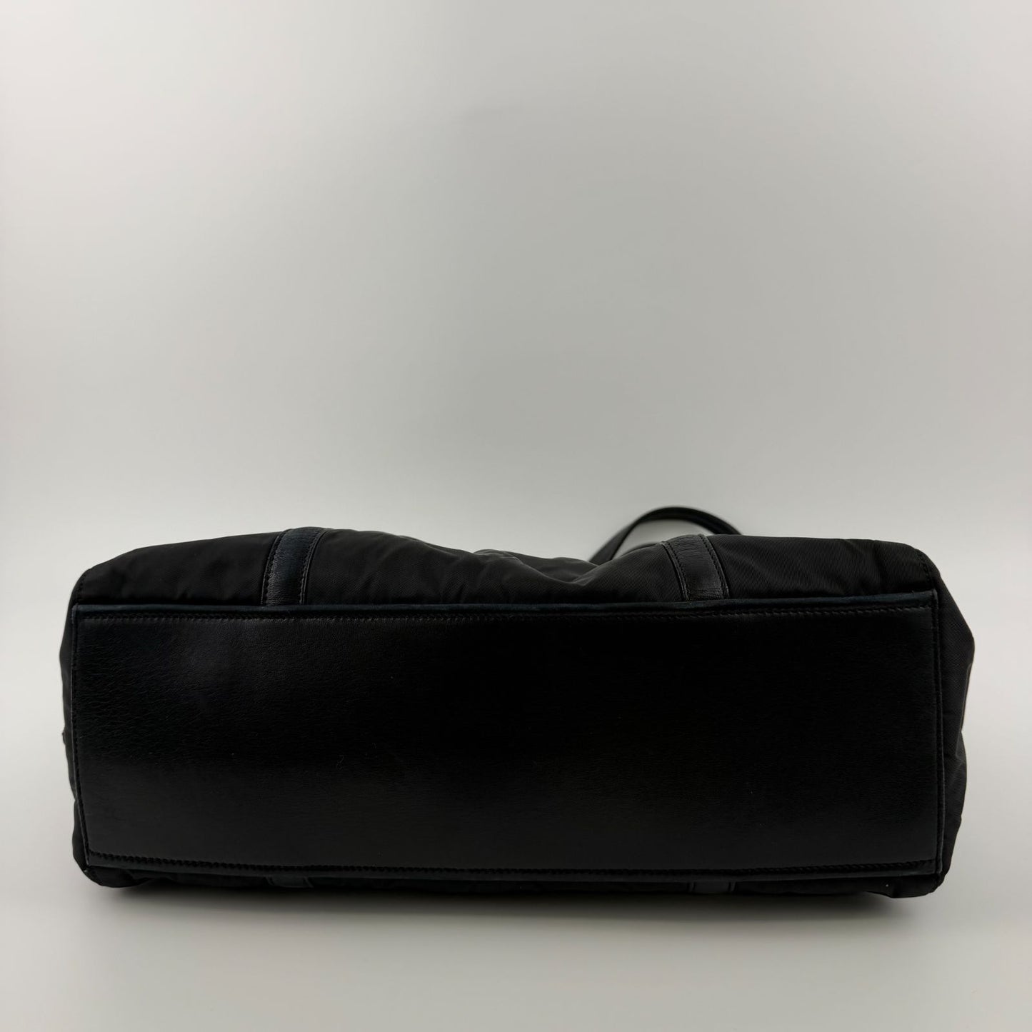 Prada Pocono Tote Black Nylon Leather Vintage — view 7
