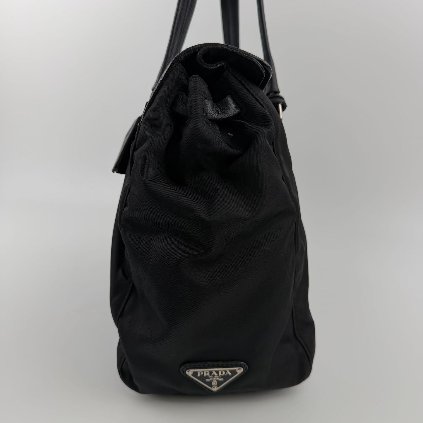 Prada Pocono Tote Black Nylon Leather Vintage — view 3