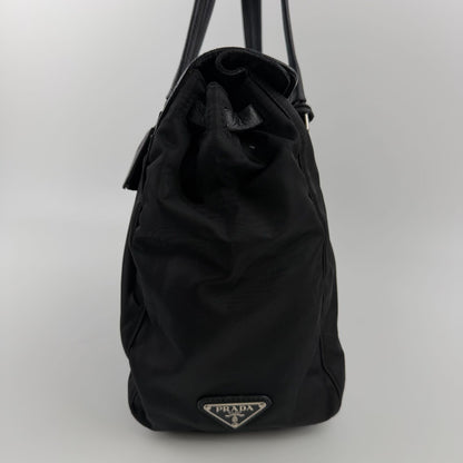 Prada Pocono Tote Black Nylon Leather Vintage — view 3