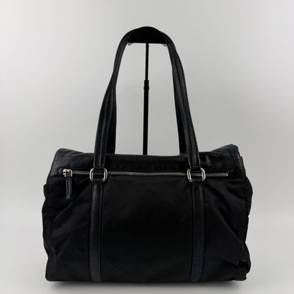 Prada Pocono Tote Black Nylon Leather Vintage — view 2