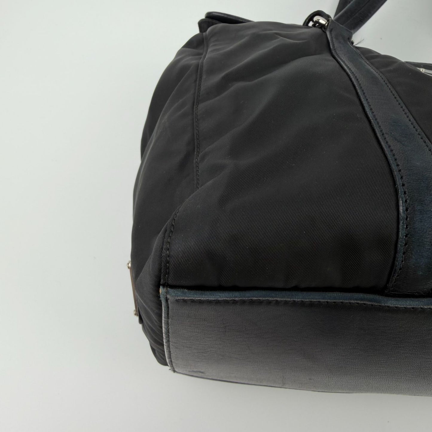 Prada Pocono Tote Black Nylon Leather Vintage — view 8