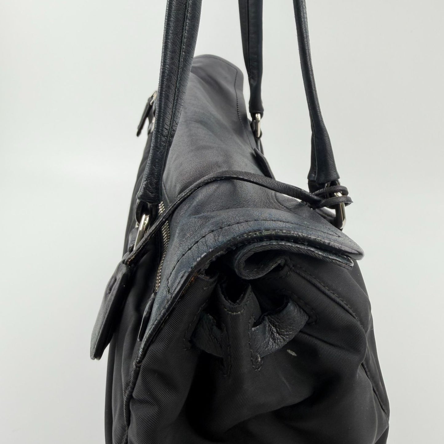 Prada Pocono Tote Black Nylon Leather Vintage — view 5