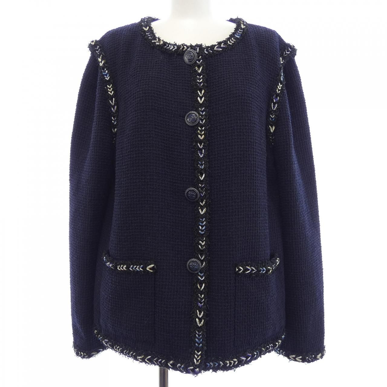 Chanel Collarless Jacket Navy
