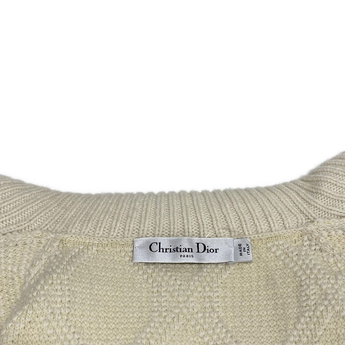 Dior Cardigan I 38 Ivory Long Sleeve Knit Cannage Back Logo Wool — view 8