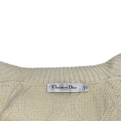 Dior Cardigan I 38 Ivory Long Sleeve Knit Cannage Back Logo Wool — view 8