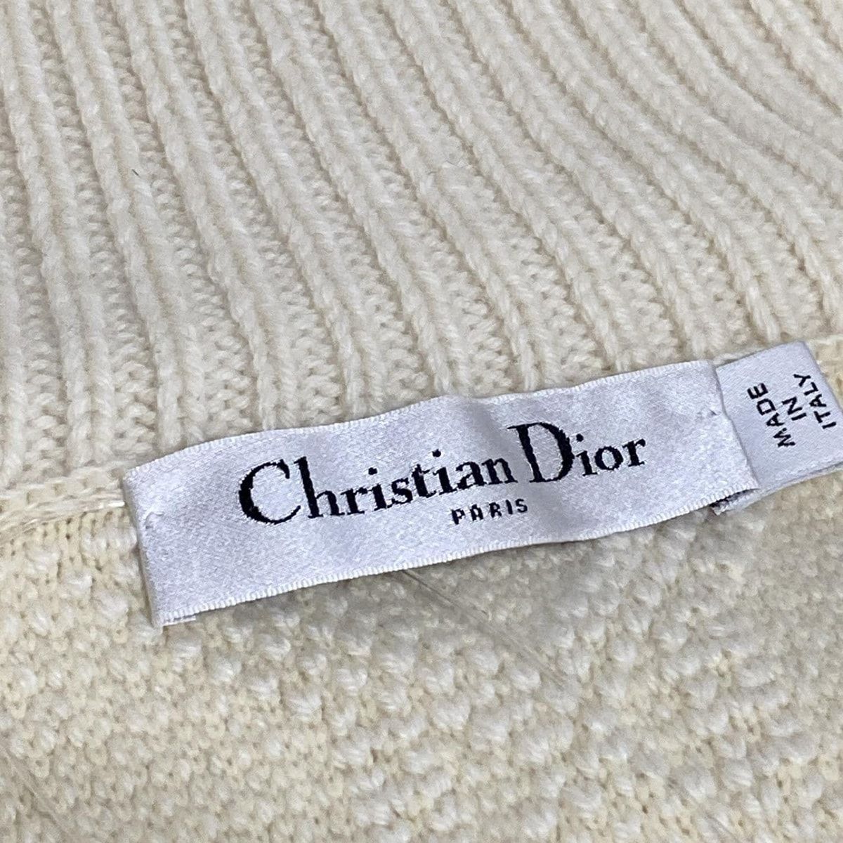 Dior Cardigan I 38 Ivory Long Sleeve Knit Cannage Back Logo Wool — view 3