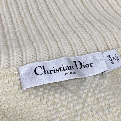 Dior Cardigan I 38 Ivory Long Sleeve Knit Cannage Back Logo Wool — view 3