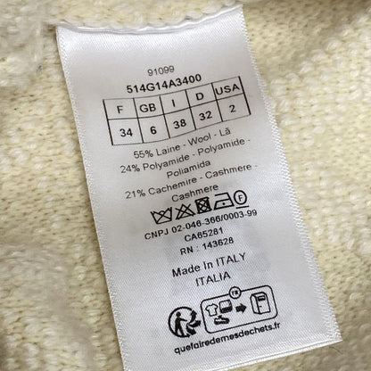 Dior Cardigan I 38 Ivory Long Sleeve Knit Cannage Back Logo Wool — view 4