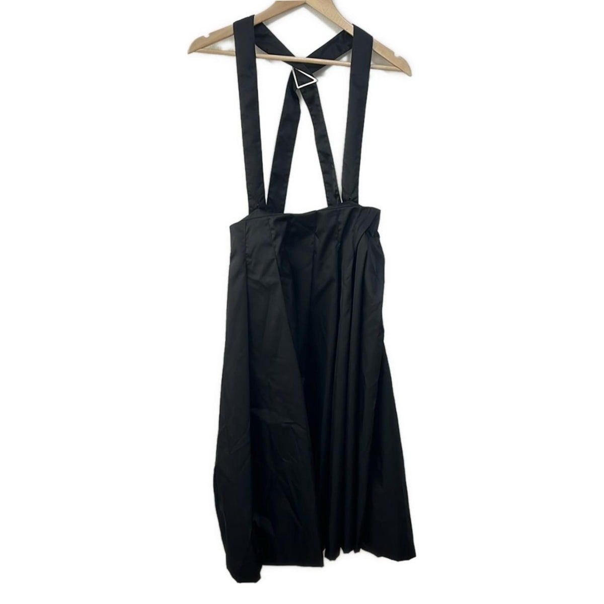 Prada Long Skirt 38 S Black Re-Nylon Triangle Plate