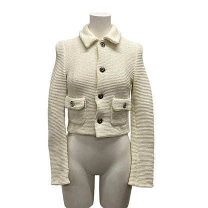 Bottega Veneta Jacket 40 M Ivory Knit Spring Autumn Cotton