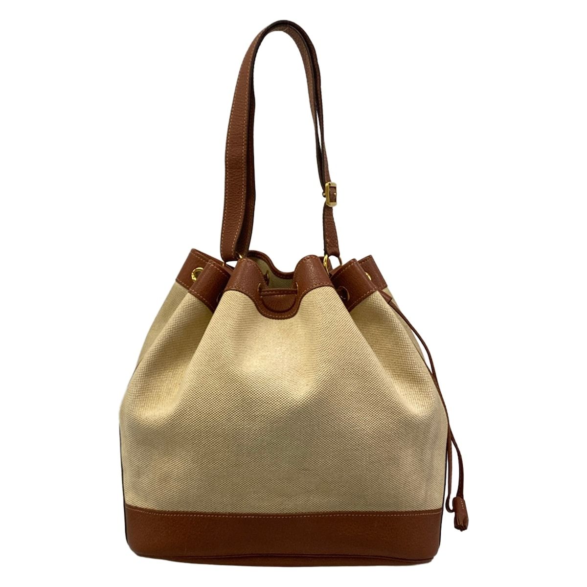 Hermes Shoulder Bag Market GM Ivory Brown Gold Leather