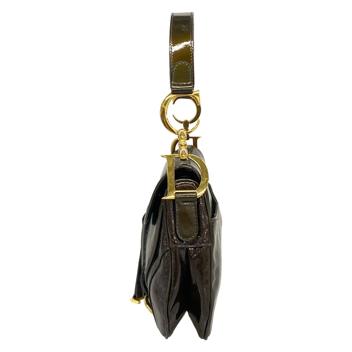 Dior Shoulder Bag Double Dark Brown Leather — view 4