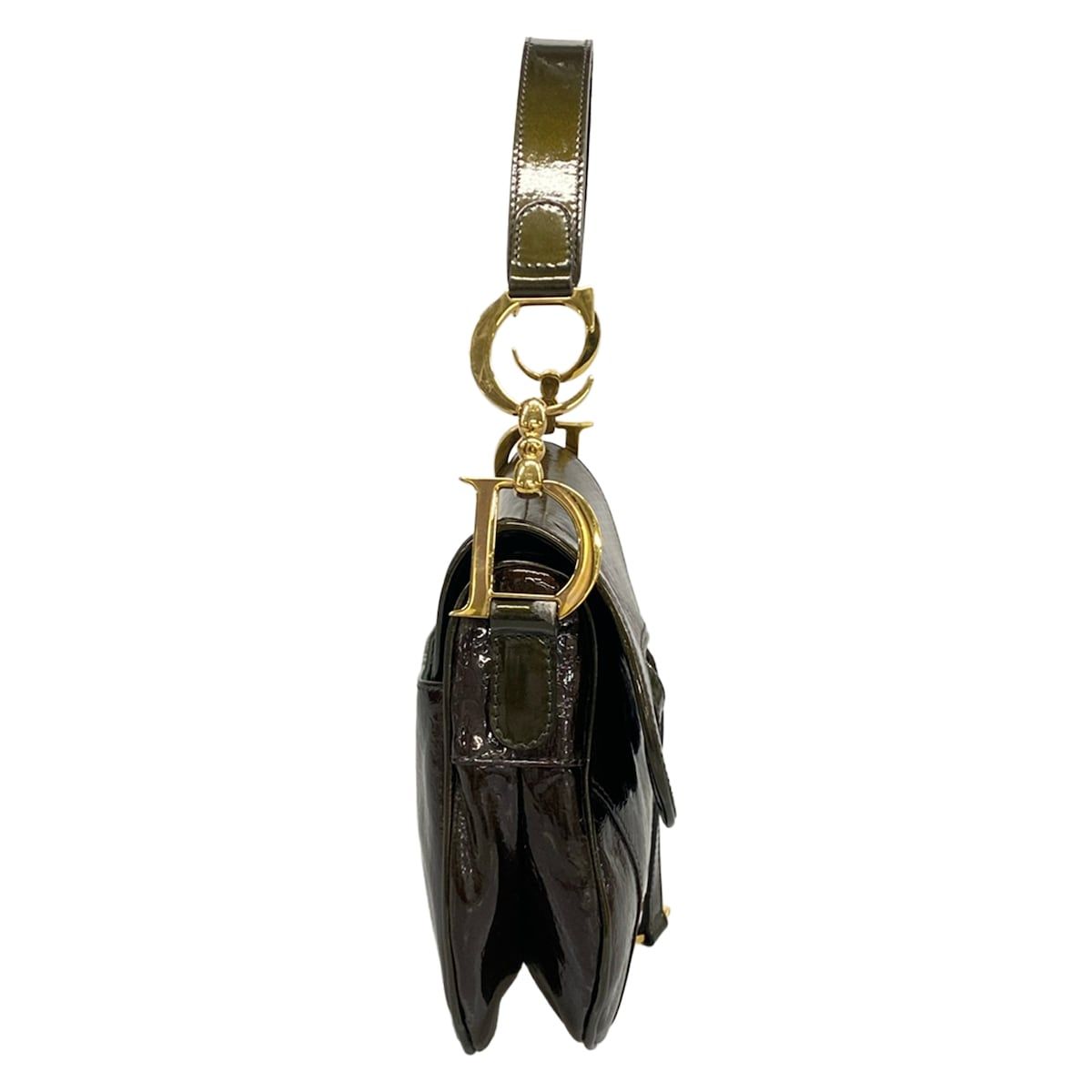 Dior Shoulder Bag Double Dark Brown Leather — view 2