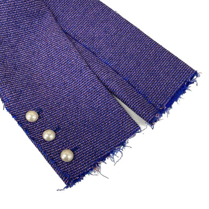 Chanel Jacket 36 S Blue Pink Black Pearl Tweed Cotton — view 5