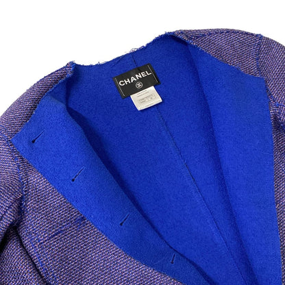 Chanel Jacket 36 S Blue Pink Black Pearl Tweed Cotton — view 7