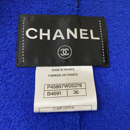 Chanel Jacket 36 S Blue Pink Black Pearl Tweed Cotton — view 3