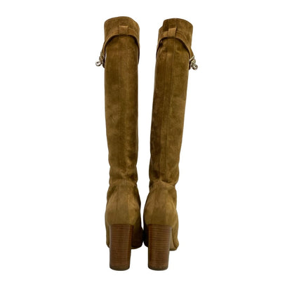 Hermes Long Boots 38 Brown Kelly Buckle Silver — view 6