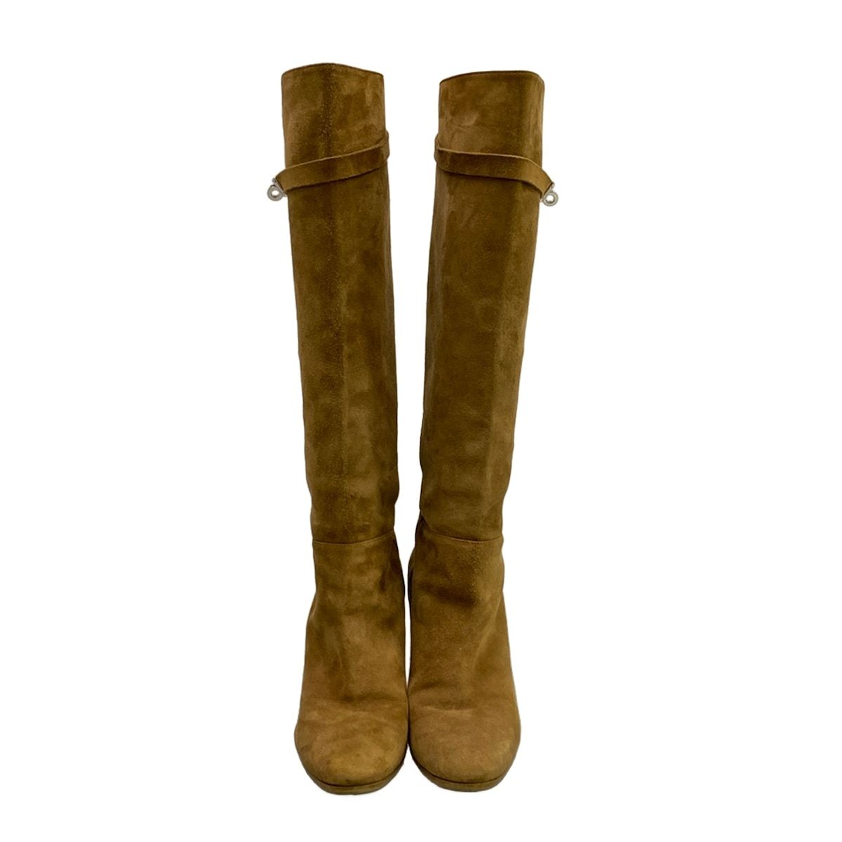 Hermes Long Boots 38 Brown Kelly Buckle Silver — view 5