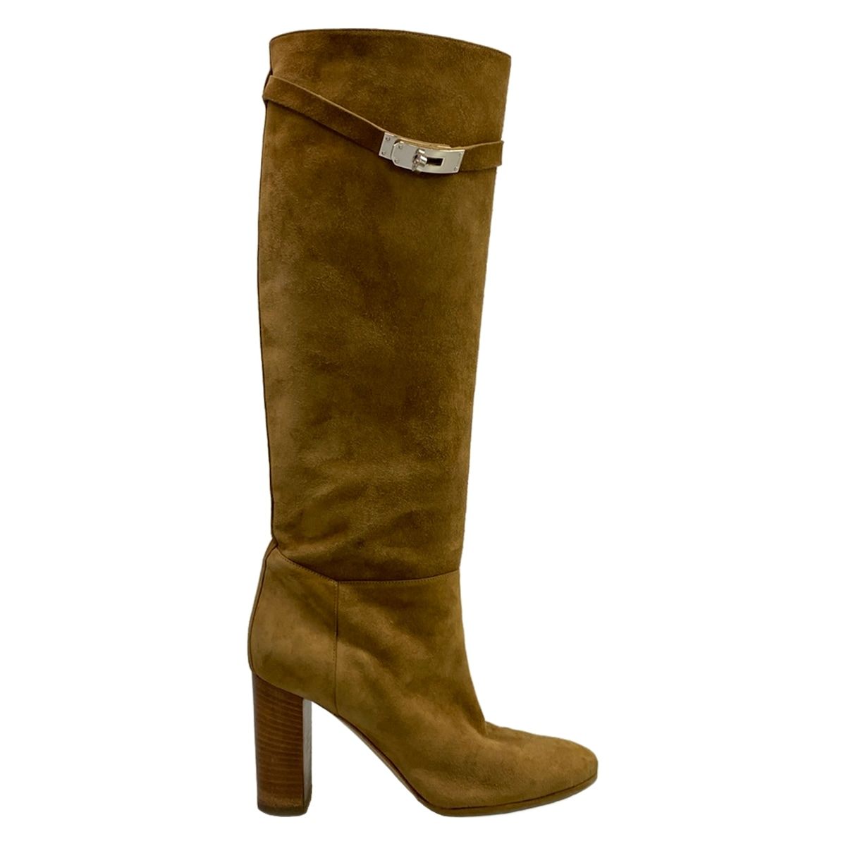 Hermes Long Boots 38 Brown Kelly Buckle Silver — view 4
